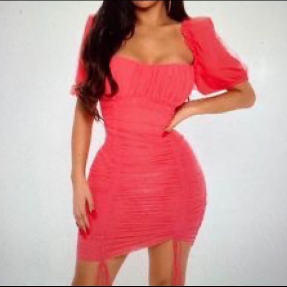 Coral runched dress